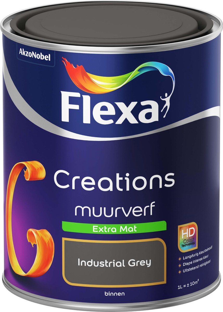 Flexa Creations - Muurverf Extra Mat - Grey - 1 liter – Verf Koning