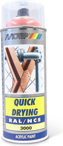 Motip industrial acryllak hoogglans RAL 3000 vuurrood - 400 ml.
