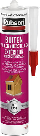 Rubson Easy Sealing Buiten Transparant 280 ml Bouwkit | Duurzame Afdichting voor Buitentoepassingen | Weerbestendig en Transparant voor Onzichtbare Reparaties