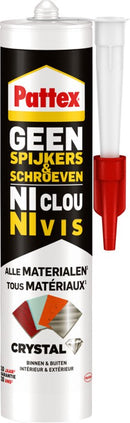 Pattex No More Nails Crystal 290 g Bouwkit | Transparant en geschikt voor Alle Materialen, Omstandigheden en Oppervlakken | Bestand tegen UV-stralen | Biedt Extra Hoge Eindsterkte