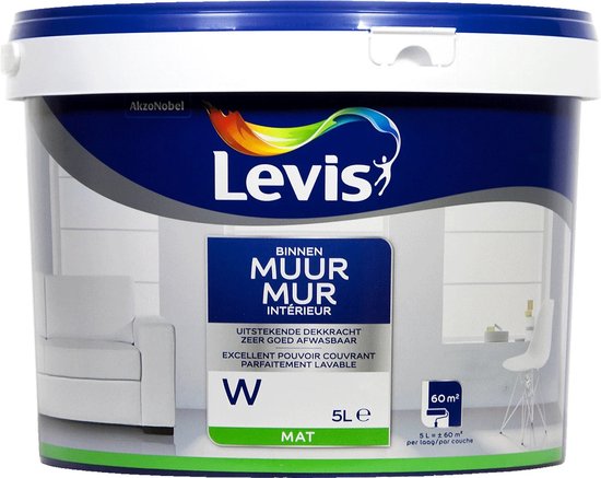 Levis Binnen Muurverf | WIT mat 5L