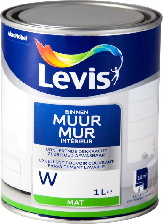 Levis muur binnen wit mat 1L