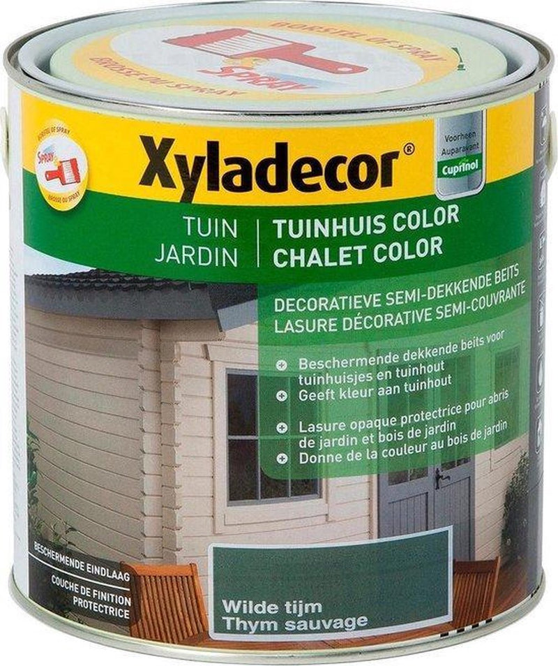 Xyladecor Tuinhuis Color - Houtbeits - Wilde Tijm - Mat - 2,5L