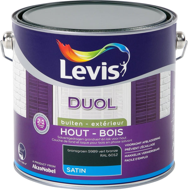 Levis Duol Hout Primer en lak - Bronsgroen - Satin - 2.5L