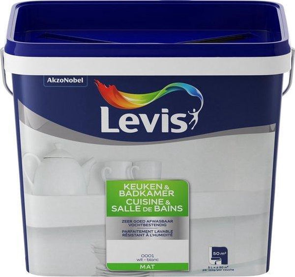 Levis Muurverf - Voor Keuken & Badkamer - Mat - Wit - 5L