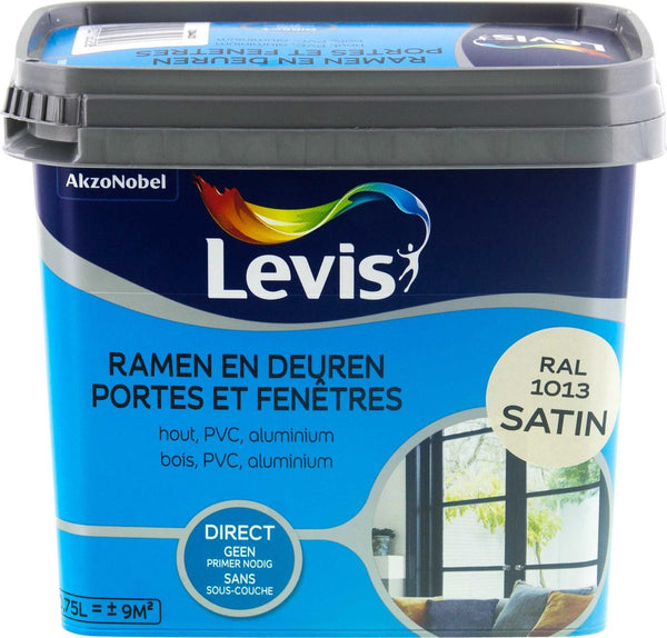 Levis Ramen en Deuren Verf - Satin - Oyster White (Ral 1013) - 0.75L