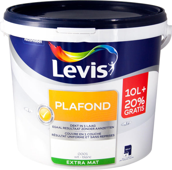 Levis Plafondverf - Extra Mat - Wit - 10+2 liter