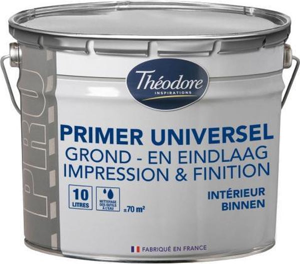 Theodore -WIT-10l-PRIMER UNIVERSEL -Primer en eindlaag voor gipskartonplaten en derivaten-professioneel gebruik.