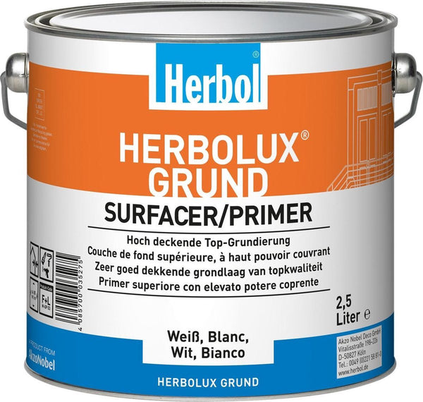 Herbol Herbolux Grund - Surfacer/Primer - Zeer dekkende grondlaag - WIT 2.5L