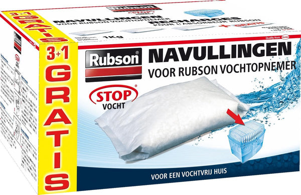 Rubson vochtopnemer Classic navullingen 4x1000 gram