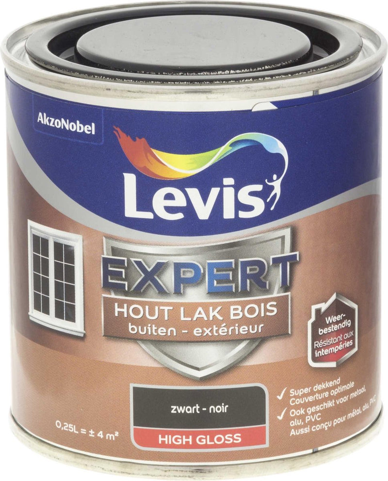 Levis Expert Lak Buiten - High Gloss - Zwart - 0.25L