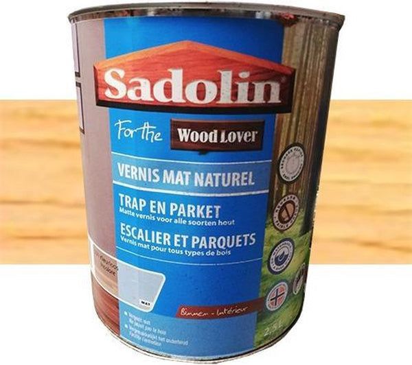 Sadolin Naturel Mat Vernis | Trap & Parket voor binnen | Kleurloos 2.5L