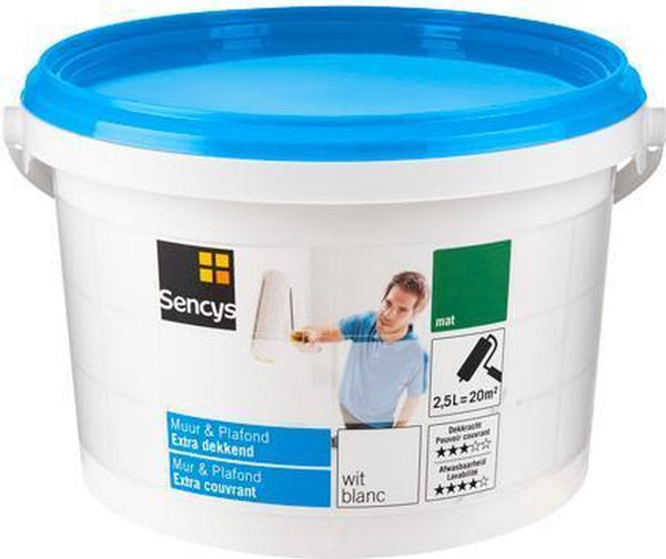 Sencys Muur & Plafond Extra Dekkend - Wit Mat 2.5L