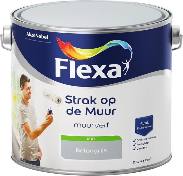 Flexa Strak op de muur Muurverf - Mat - 2,5 liter - Beton