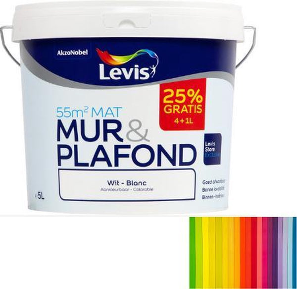 Levis Muur en Plafond - mat - Hoevewit - 5L