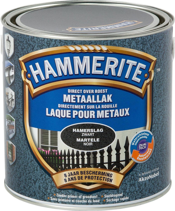 Hammerite Metaallak - Hamerslag - Zwart - 2.5L