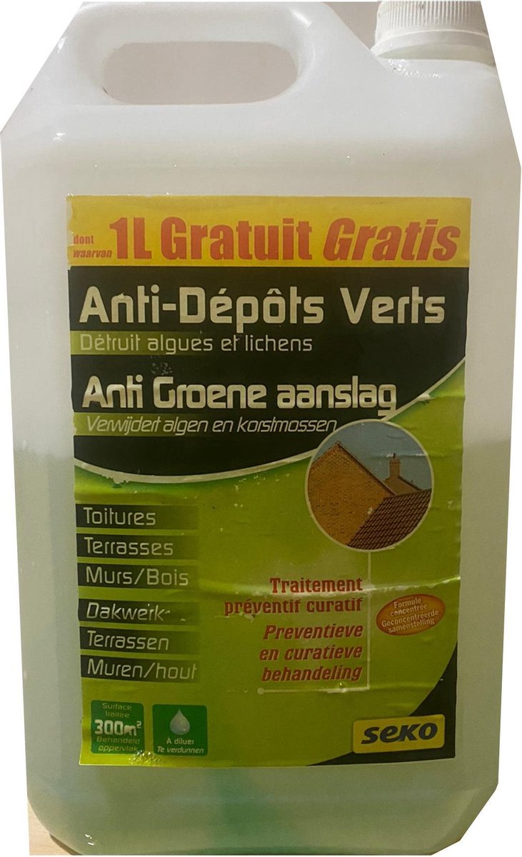 Seko Anti Groene aanslag - Verwijdert algen en korstmossen - 5L