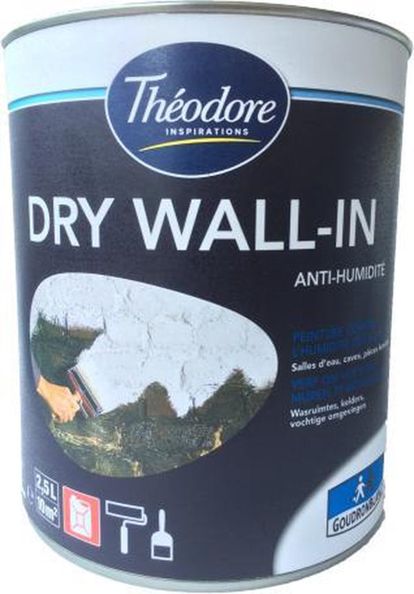 Théodore DRY WALL-IN 1L WIT | Verf om vochtige muren te behandelen - Wasruimtes, kelders, vochtige omgevingen