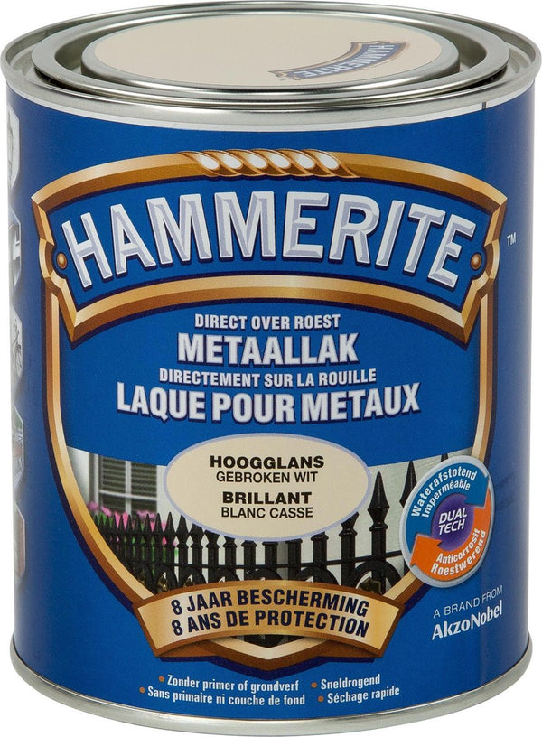 Hammerite Metaallak - Hoogglans - Gebroken Wit - 0.75L