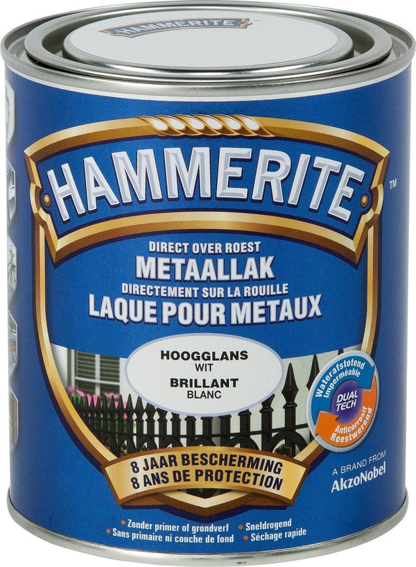 Hammerite Metaallak - Hoogglans - Wit - 0.75L