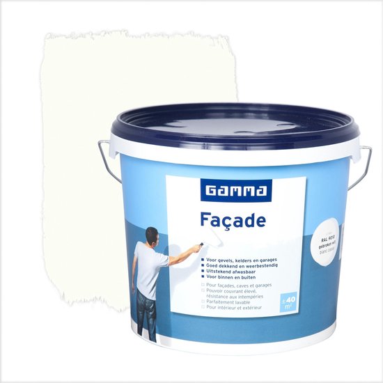 Gamma Façade 5L - binnen & buiten - Voor gevels, kelders en garages - Gebroken Wit RAL 9010