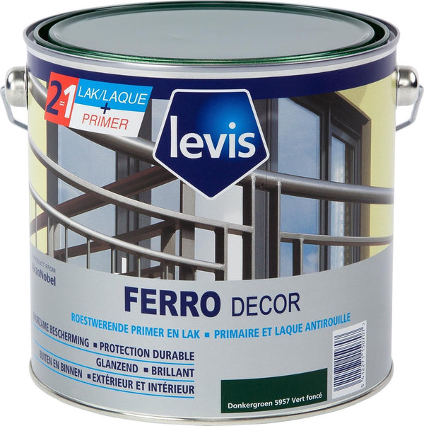 Levis Ferro Decor Roestwerende Primer & Lak - Donkergroen - Hoogglans - 2.5L