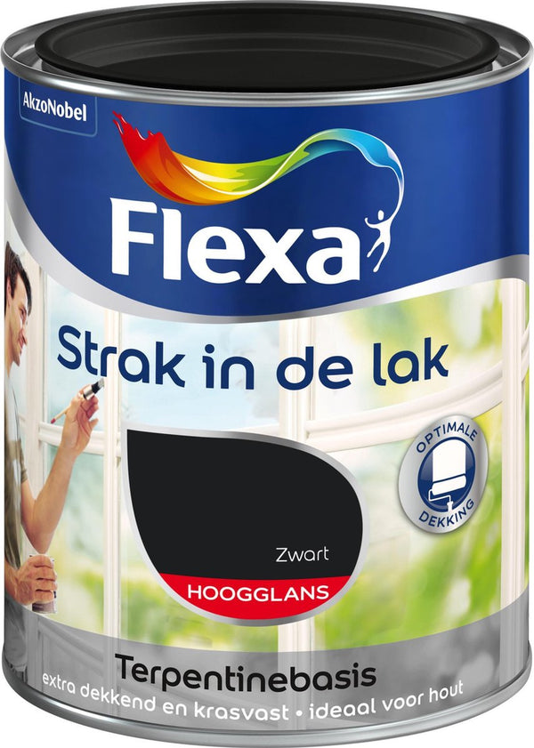 Flexa Strak In De Lak Hoogglans Zwart 0,25 L