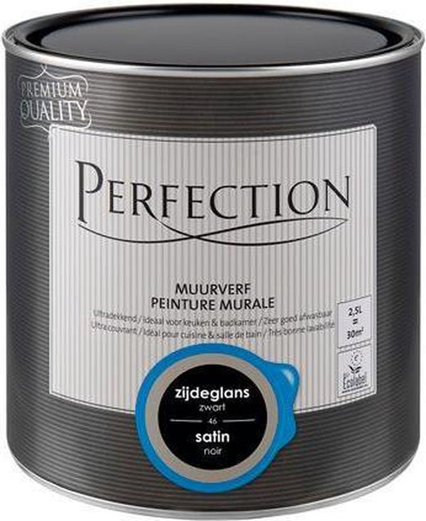 Perfection verf muur zijdeglans zwart 2,5L