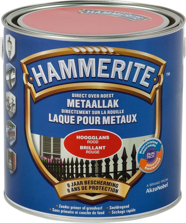 Hammerite Metaallak - Hoogglans - Rood - 2.5L