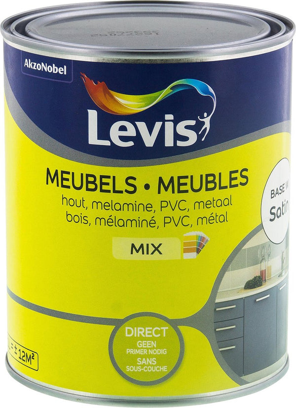 Levis Meubels - hout, melamine, PVC, metaal - Wit 0001 Satin 1L