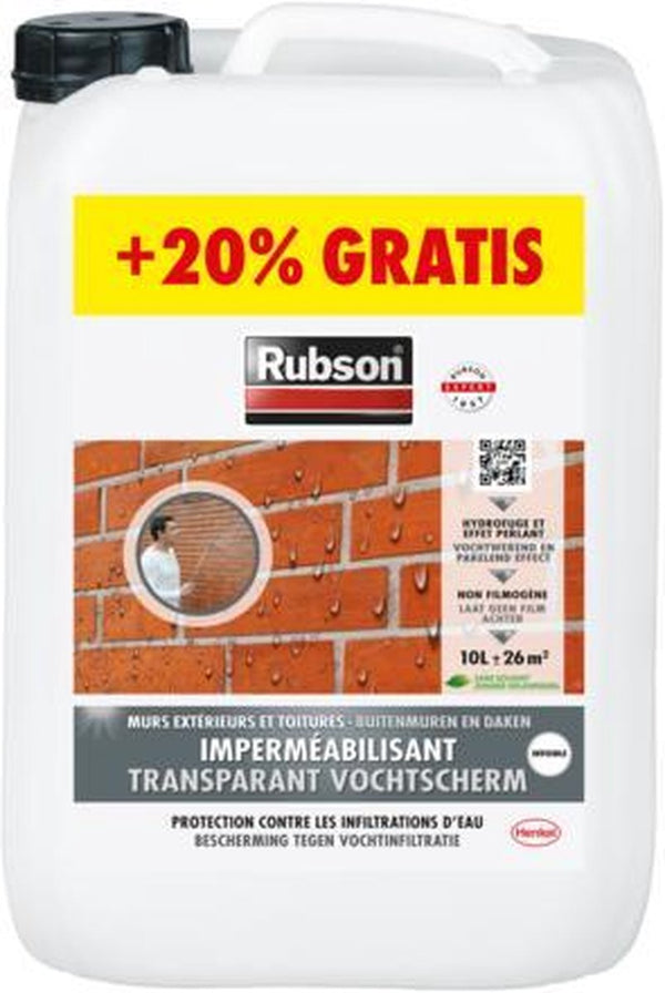 Rubson Transparant Vochtscherm Coating Buitenmuur - 12 Liter - Transparant