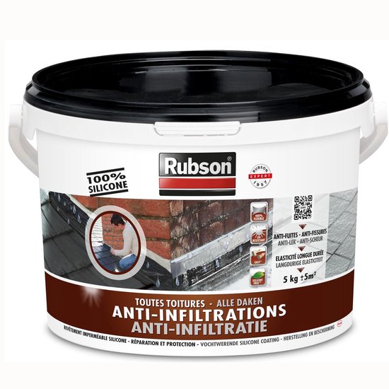 Rubson Anti-Infiltratie Dakcoating en Gootcoating - 5 Kg - Zwart