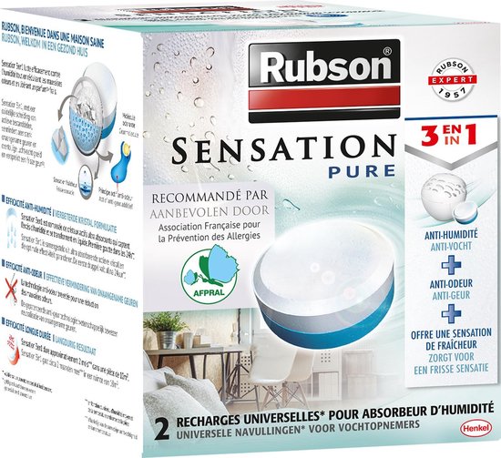 Rubson Rubson Sensation Navulling Vochtopnemer Vochtvanger Vochtwering - 2x300g Gram - Neutraal