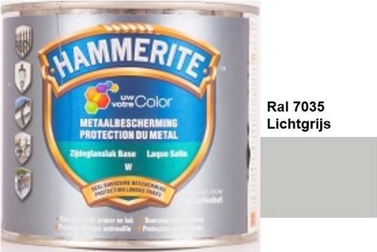 Hammerite Metaallak Lak- 2 in 1 ( primer en eindlaag) - metaal - RAL 9010 - Puur wit - 1 l zijdeglans