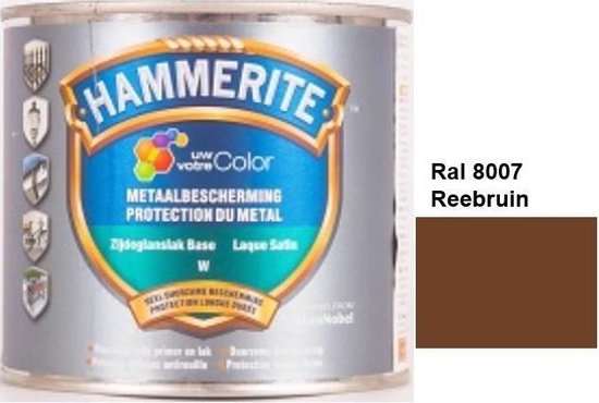 Hammerite Metaallak Lak- 2 in 1 ( primer en eindlaag) - metaal - RAL 7006 - Beigegrijs - 1 l zijdeglans
