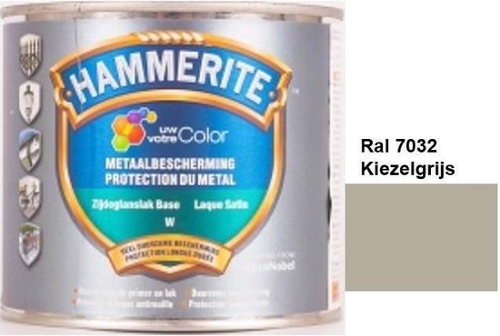 Hammerite Metaallak Lak- 2 in 1 ( primer en eindlaag) - metaal - RAL 7012 - Basaltgrijs - 1 l zijdeglans