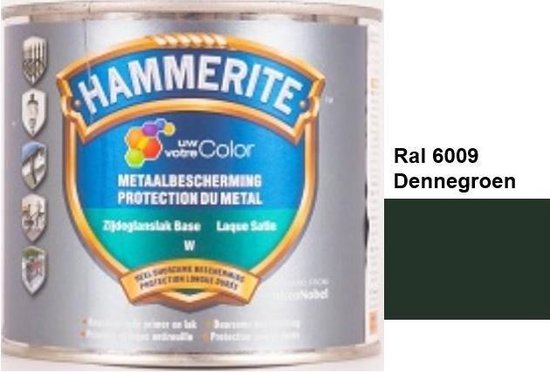 Hammerite Metaallak Lak - 2 in 1 ( primer en eindlaag) metaal - RAL 7032 - Kiezelgrijs - 0,50 L zijdeglans