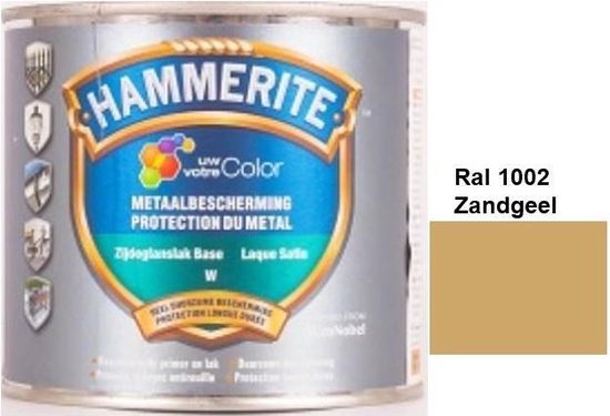 Hammerite Metaallak Lak- 2 in 1 ( primer en eindlaag) - metaal - RAL 1002 - Zandgeel - 1 l zijdeglans