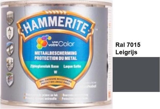 Hammerite Metaallak Lak- 2 in 1 ( primer en eindlaag) - metaal - RAL 7012 - Basaltgrijs - 1 l zijdeglans