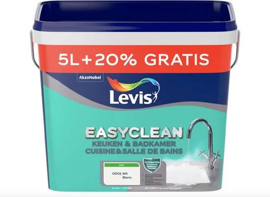 LEVIS EASYCLEAN Keuken & badkamerverf - WIT 5+1L