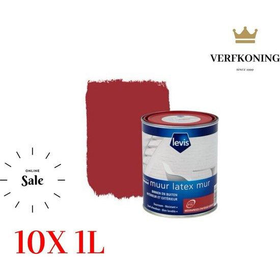 10l Levis Muur Latex binnen en buiten verf mat "Meekraprood" 10x1L