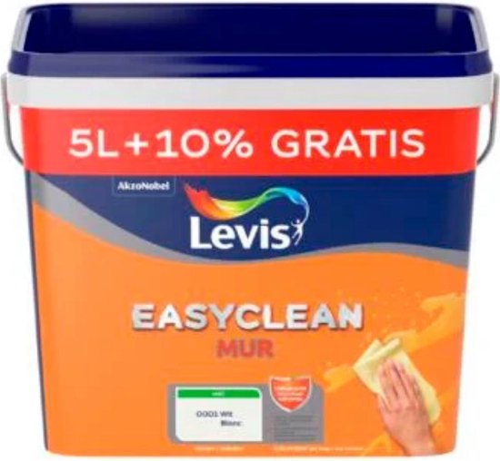LEVIS EASYCLEAN MUR MAT WIT 5L + 10%