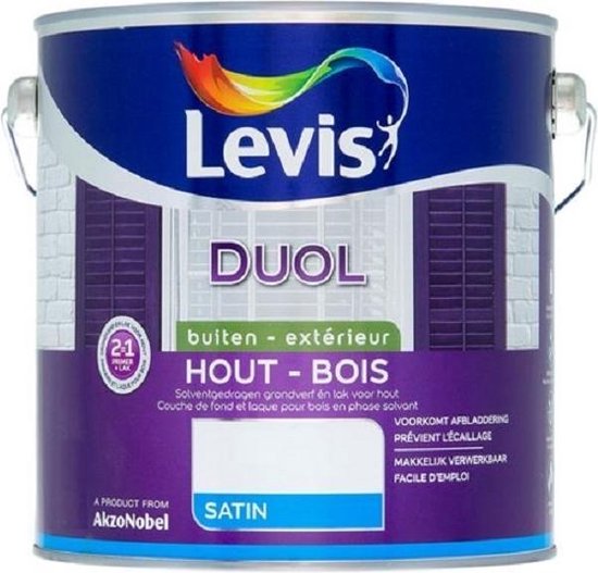 Levis Duol - Lak - Hoogwaardige solventgedragen - houtlak - 2 in 1 ( grondlaag en eindlaag) - RAL 7015 - Leisteengrijs - 0,50 l