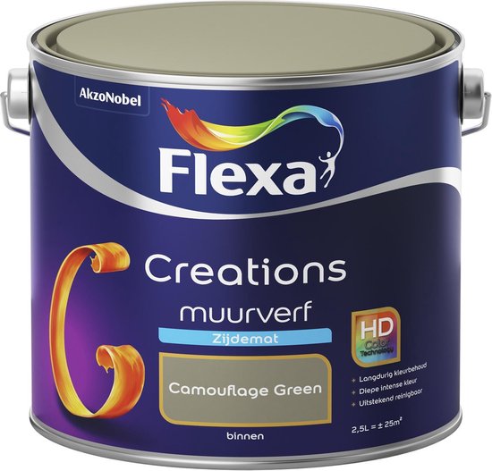 Flexa Creations - Muurverf Zijdemat - Camouflage Green - 2,5 liter