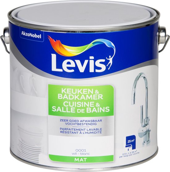 Levis Expert Keuken- & Badkamerverf - Wit - Mat - 2,5L