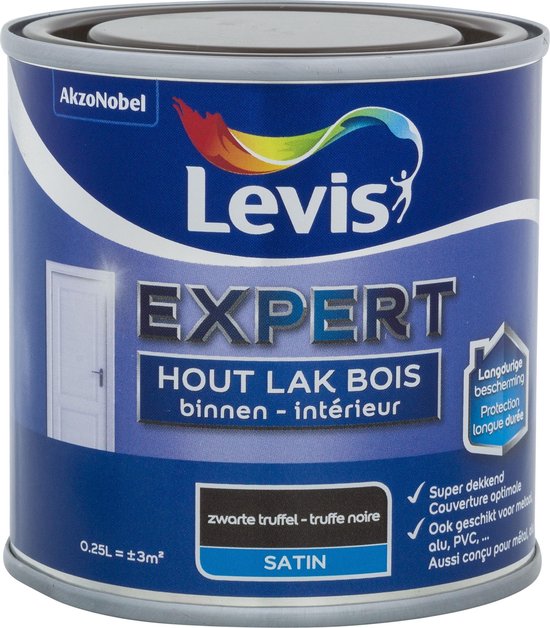 Levis Expert Houtlak Binnen - Satin - Zwarte Truffel - 0.25L