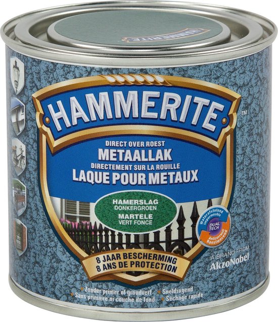 Hammerite Metaallak - Hamerslag - Donkergroen - 0.25L