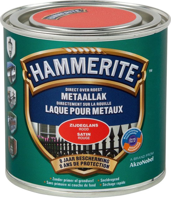 Hammerite Metaallak - Satin - Rood - 0.25L