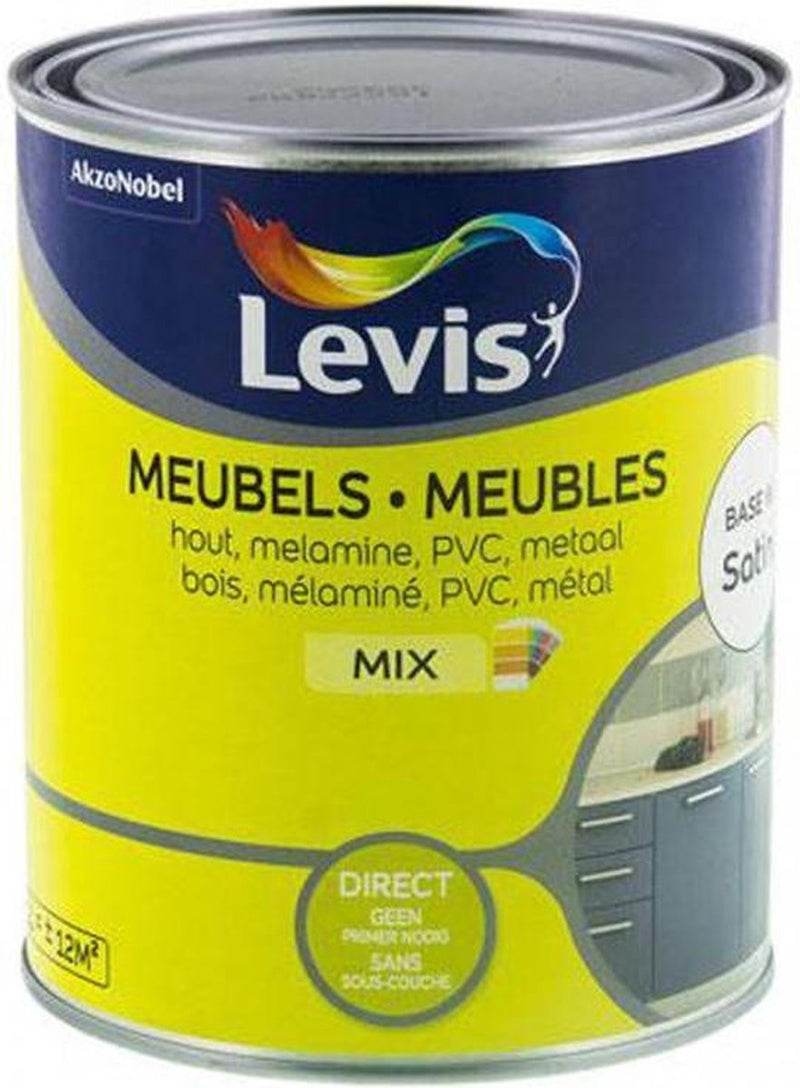 Levis Meubels - hout, melamine, PVC, metaal - Wit 0001 Satin 1L