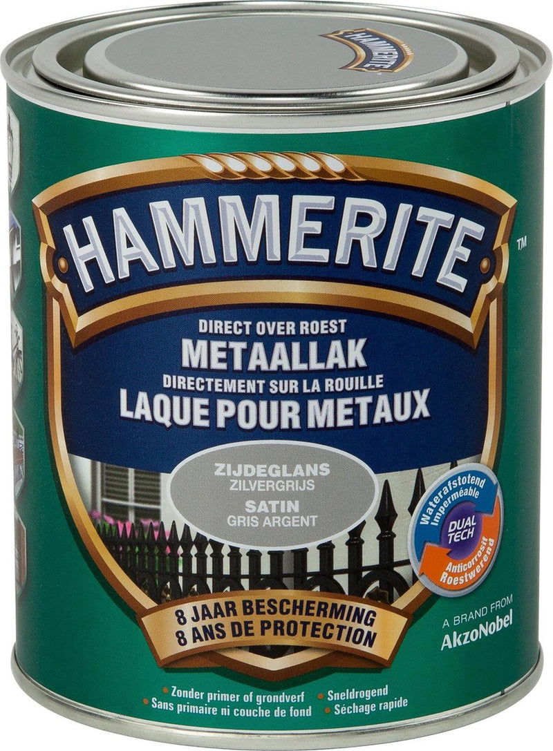 Hammerite Metaallak - Satin - Zilvergrijs - 0.75L
